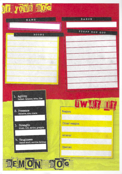Demon Dog Character Sheet Pad