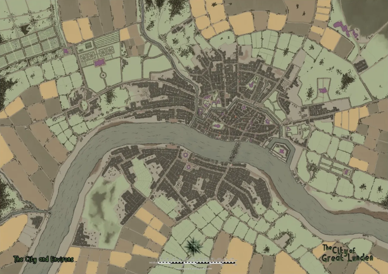 City of Great Lunden A2 Poster Map Set